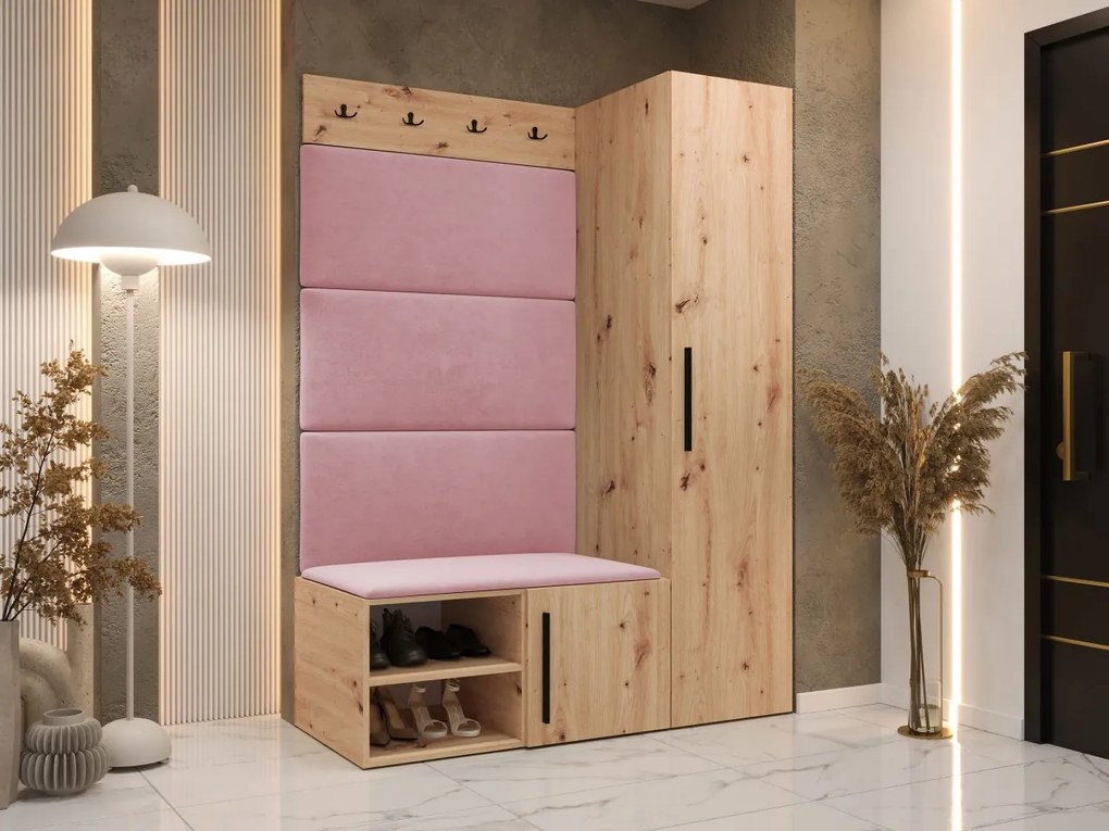 Predsieňová zostava Hekurt II, Farby: Biela, Farba čalúnenia:: ekokoža Soft 011 (čierna)