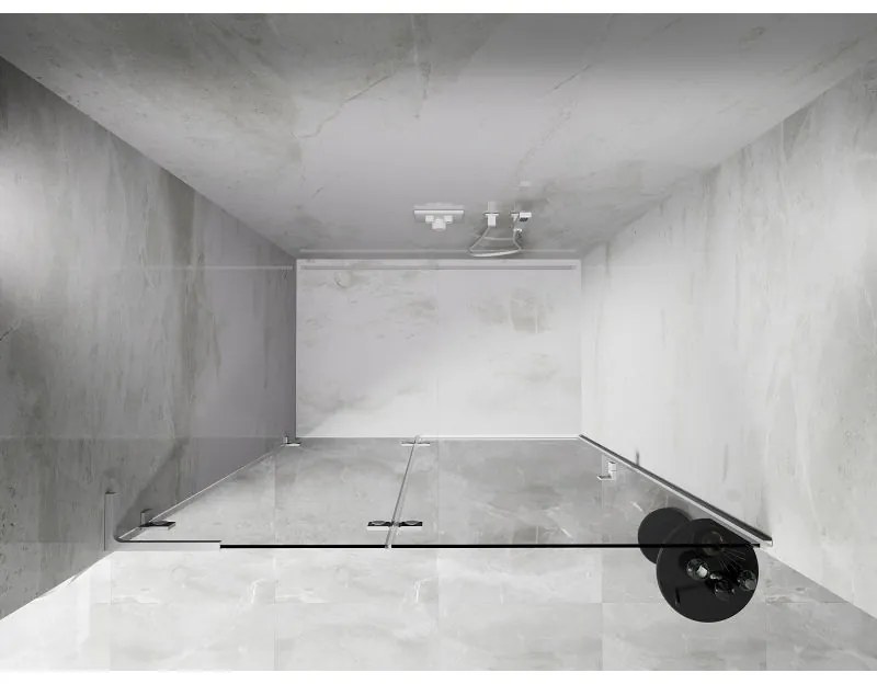 Mexen Lunar L, ľavé otočné sprchové dvere 135 cm, 8mm číre sklo, biely profil, 834L-135-000-20-00-L