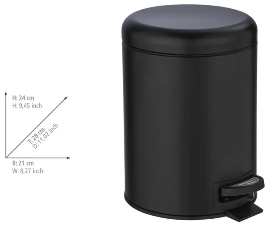 Čierny odpadkový kôš Wenko Leman, 5 l