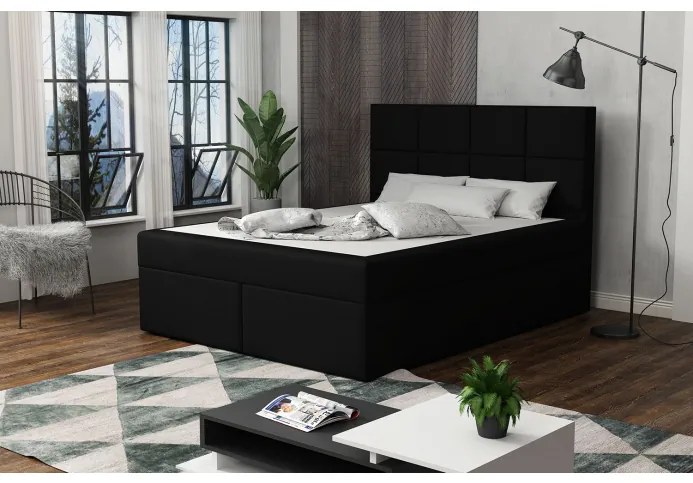 Čalúnená posteľ s prešívaním 120x200 BEATRIX - čierna