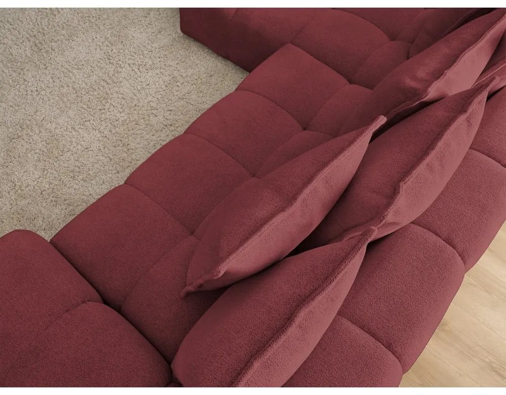 Vínovočervená ženilková rozkladacia/s úložným priestorom rohová pohovka (ľavý roh/s leňoškou) Everest – Bobochic Paris