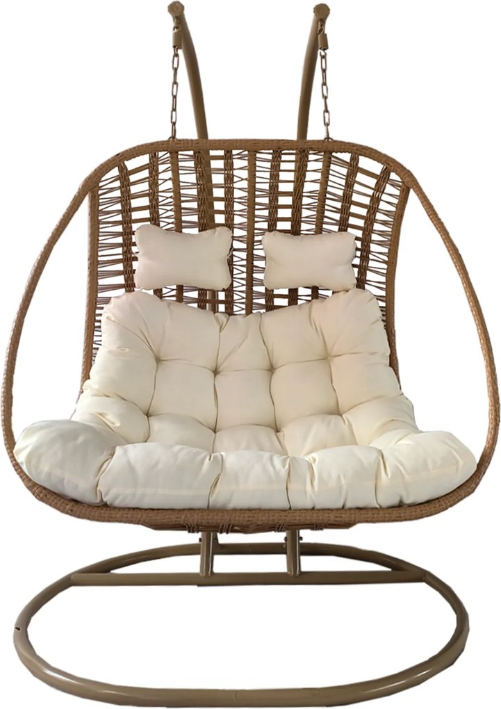 CH SURI DVOJMEDZINÁVODNÁ ZÁVESNÁ STOLIČKA – PRÍRODNÁ, KRÉMOVÝ VANKÚŠ, PRÍRODNÝ RÁM