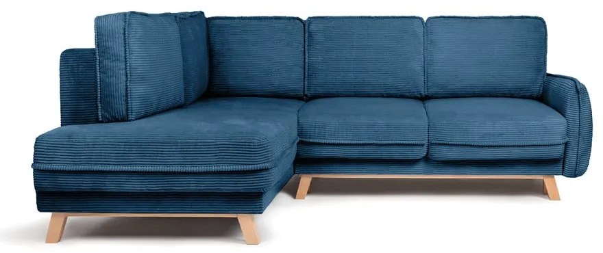 Modrá menčestrová rozkladacia rohová pohovka (ľavý roh) Tori – Bonami Selection