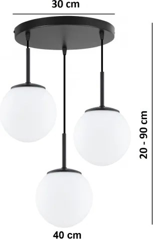 Brilagi - Luster na lanku MILO 3xE27/60W/230V čierny