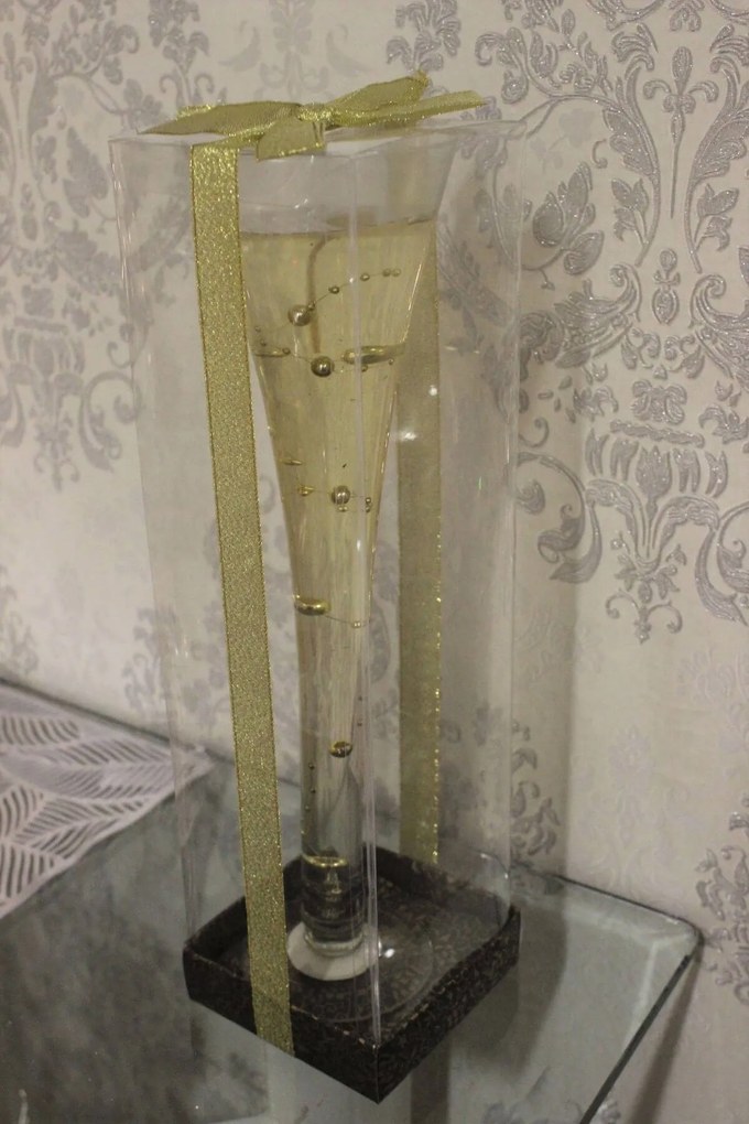 Zlatá vysoká gélová sviečka 36cm