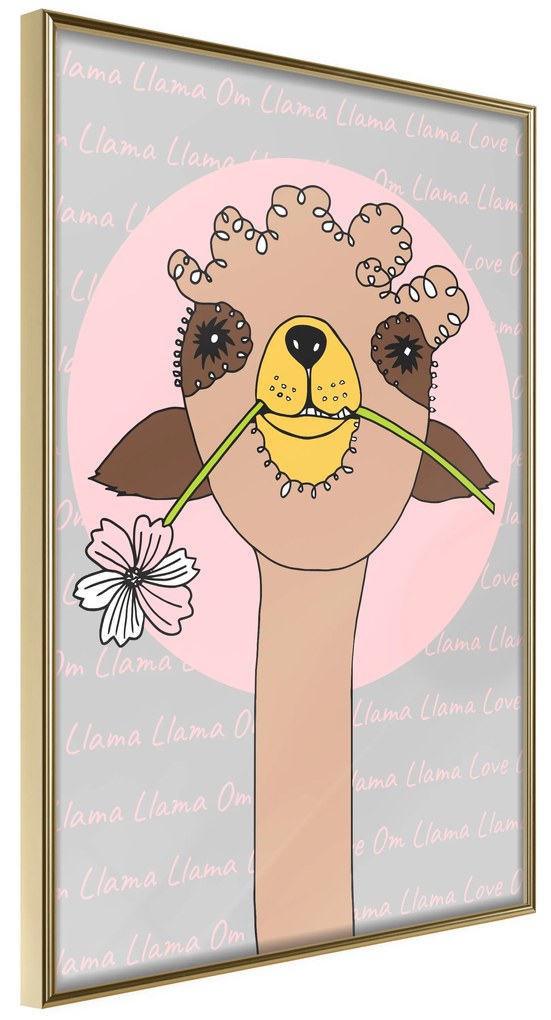 Artgeist Plagát - Happy Llama [Poster] Veľkosť: 30x45, Verzia: Zlatý rám