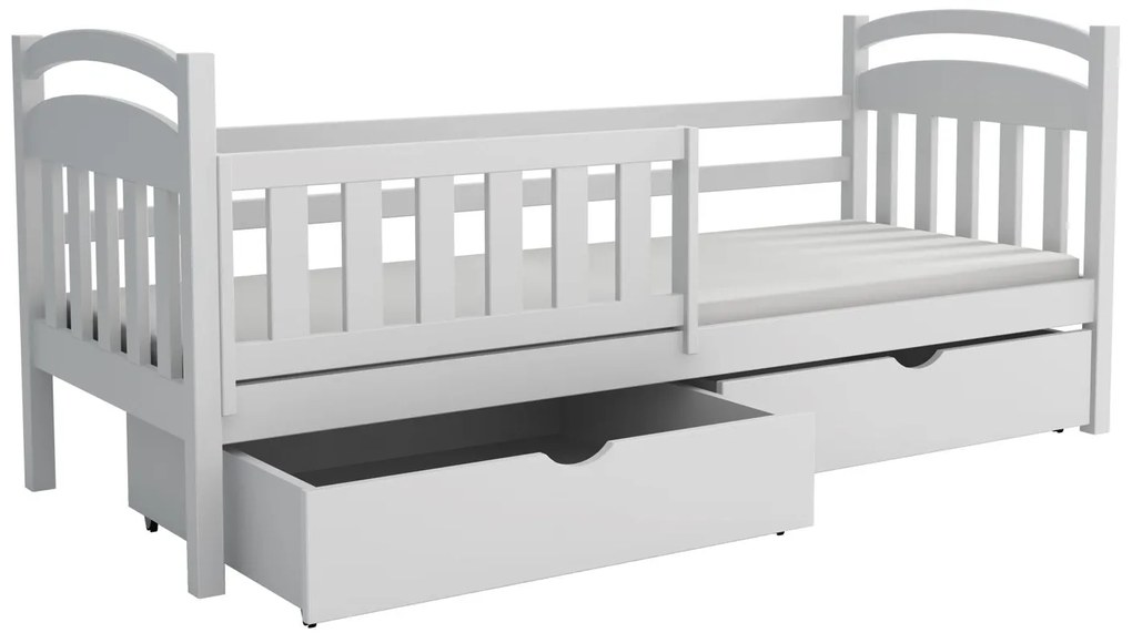 Detská posteľ z masívu borovice KRYŠTOF so šuplíkmi - 200x90 cm - BIELA