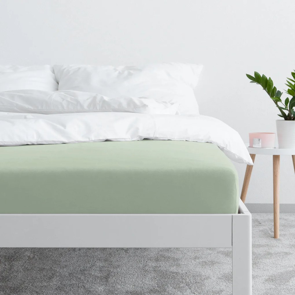 Goldea jersey elastická plachta - šalviová 200 x 220 cm