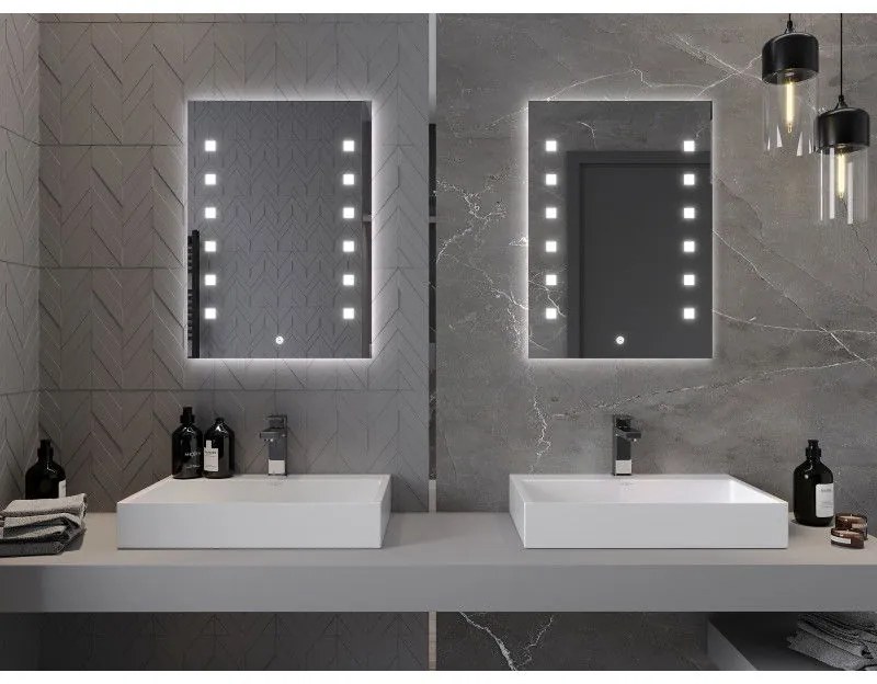 Mexen Ner, LED kúpeľňové zrkadlo s podsvietením 50x70 cm, 6000K, ochrana proti zahmlievaniu, 9809-050-070-611-00