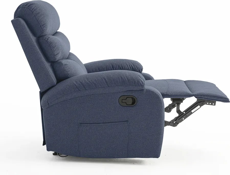 Relaxačné polohovacie TV kreslo VELORA — látka, tmavosivá, nosnosť 130 kg