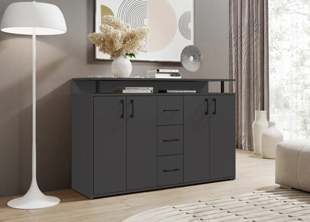 Komoda Drift, antracitová šedá