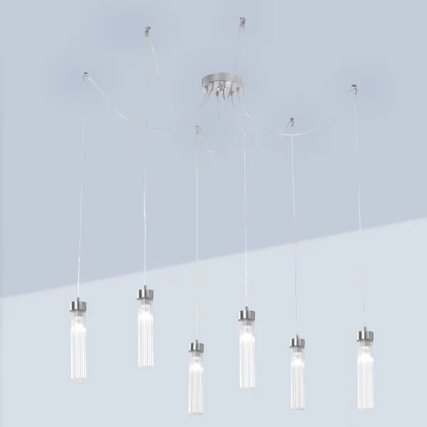 Kolarz 6009.30650 - Luster na lanku RAGGIO 6xE14/25W/230V pavúk striebro