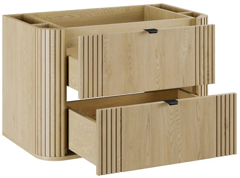 Koupelnová sestava Ovalia Pure se skříňkami a zápustným umyvadlem 80 cm dub Cremona