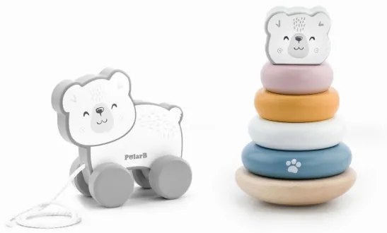 Ťahacia súprava a pyramída Viga 44227 PolarB - medvedík