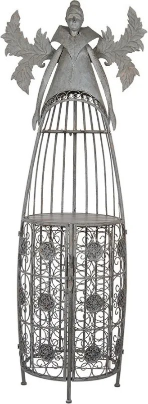 Šedá antik kovová polica na víno v tvare anjela Wine Rack Angel - 79*62*207 cm