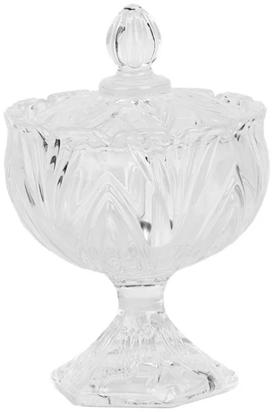 Sklenená úložná dóza na nohe na curovinky - Ø 10*15 cm