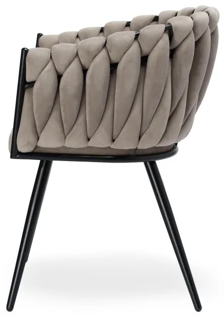 Jedálenská stolička ASTON zamatová, béžová / hnedá