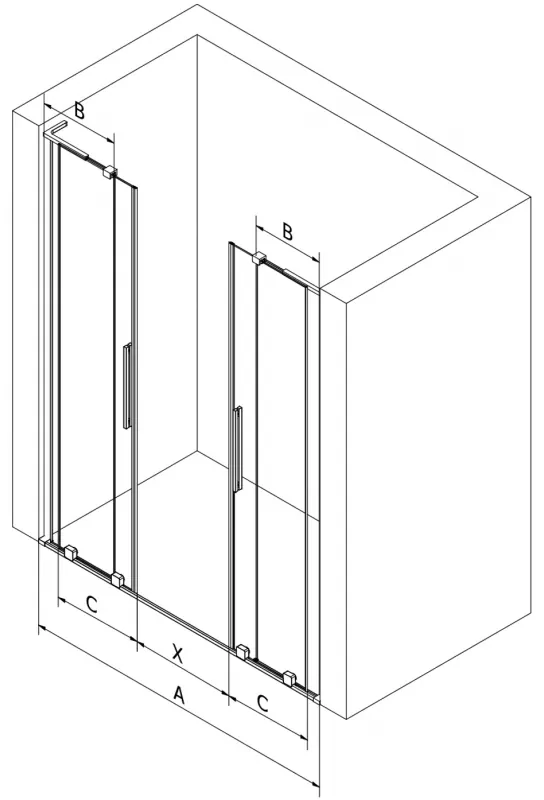 Mexen Velar L Duo, posuvné sprchové dvere do otvoru 140 cm, 8mm šedé sklo, medená matná, 871-140-003-42-65
