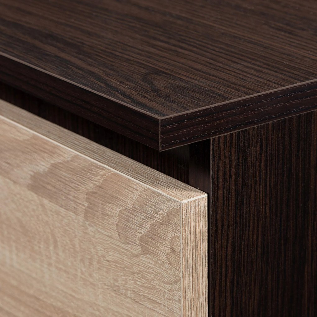 Šatníková skriňa Safwan (wenge + dub sonoma). Akcia -12%. Vlastná spoľahlivá doprava až k Vám domov. 1128800
