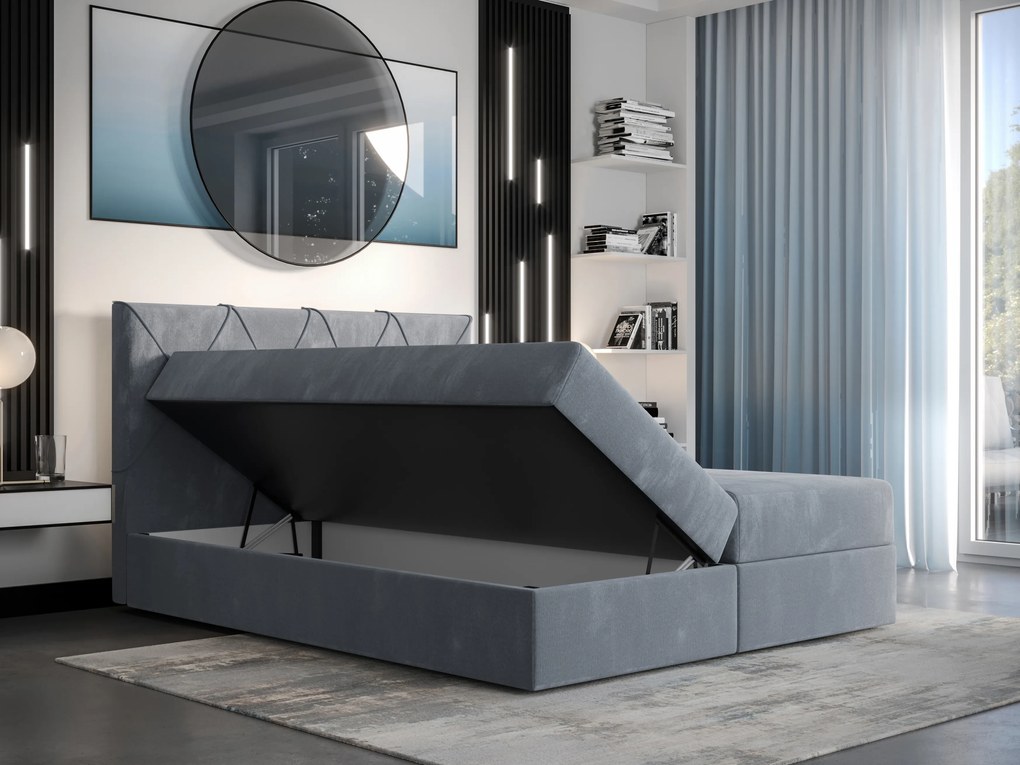 Manželská posteľ Boxspring 140 cm Athena Comfort (čierna) (s matracom a úložným priestorom). Vlastná spoľahlivá doprava až k Vám domov. 1055747