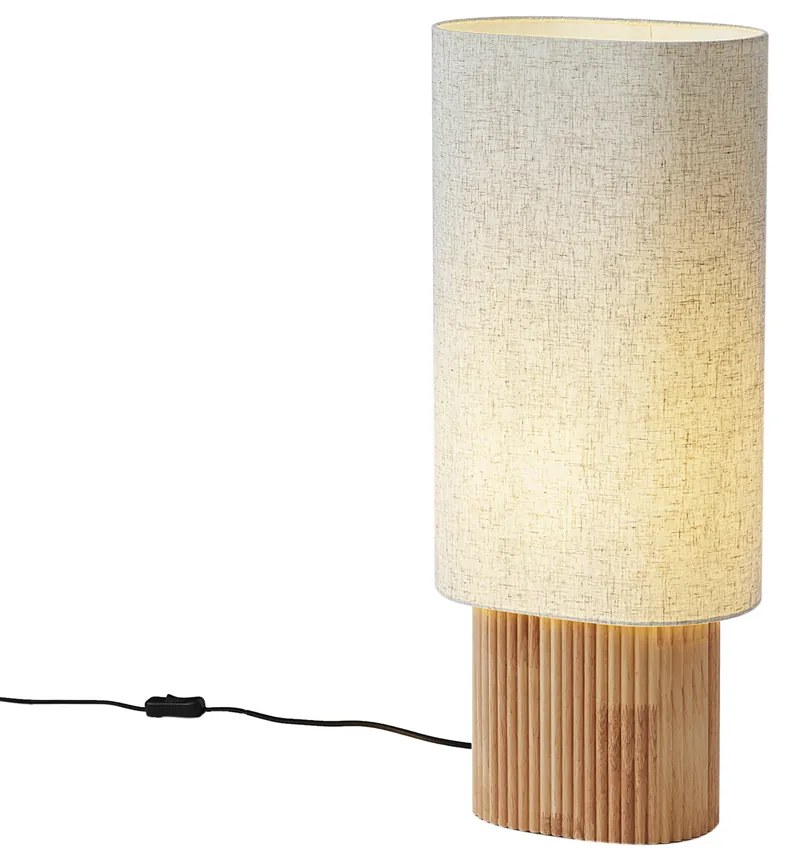 Japandi stolná lampa drevená s ľanovým tienidlom 70cm - Lamel