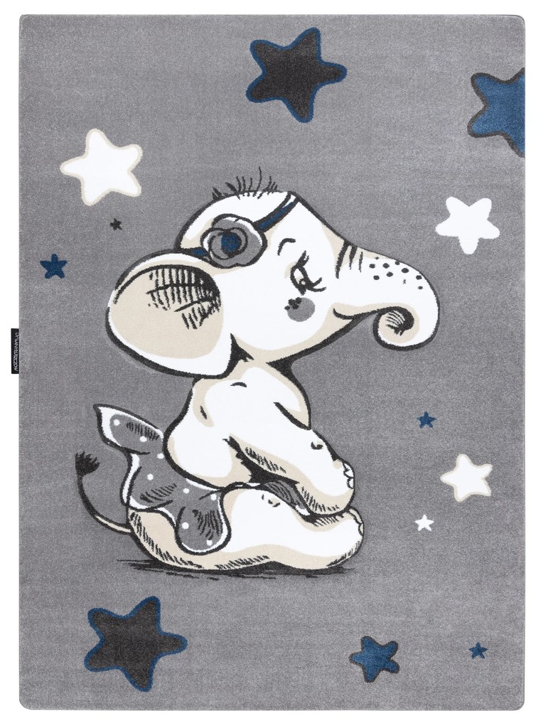 Koberec PETIT SLONÍK, HVIEZDY, sivý