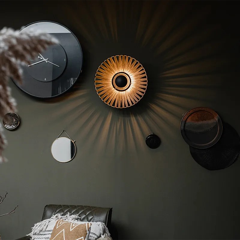 Rustikálna nástenná lampa čierna 40 cm - Leia