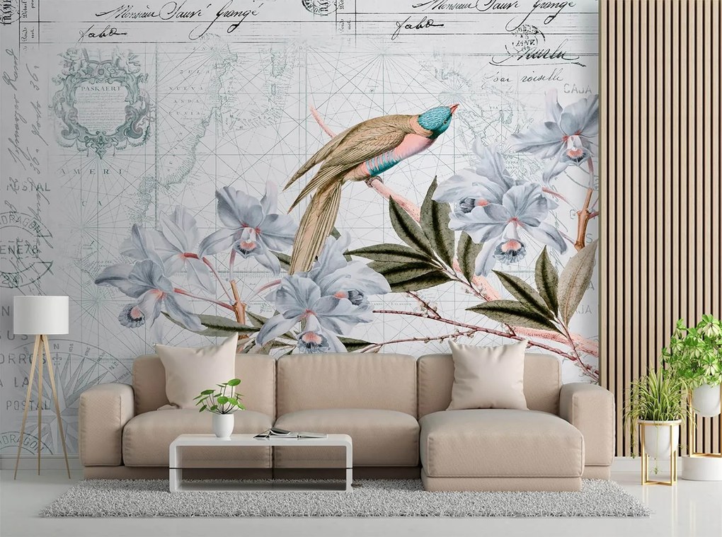 Gario Fototapeta Vták na modrej vetve - Andrea Haase Materiál: Vliesová, Rozmery: 400 x 280 cm