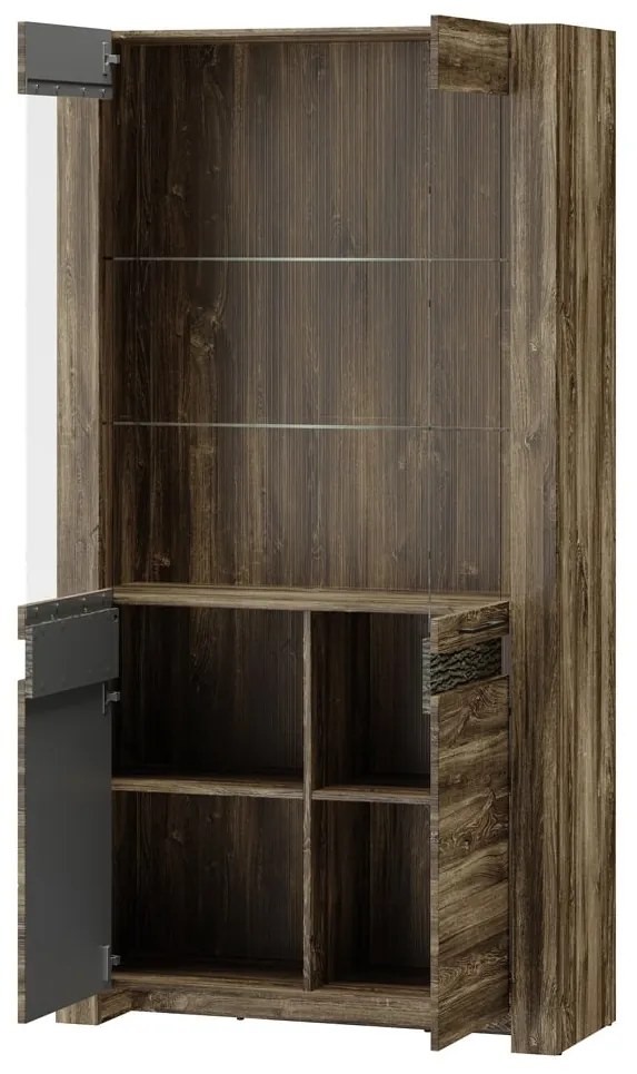 Vitrína Belveder 102 cm 12 s LED osvětlením dub Stirling