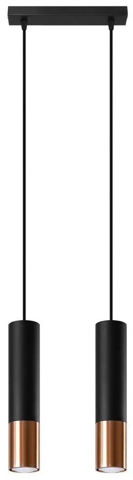 Sollux SL.0947 - Luster na lanku LOOPEZ 2xGU10/10W/230V čierna/meď SLX0750