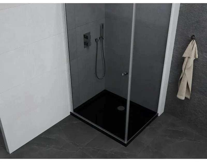 Mexen Pretoria, sprchovací kút 100 (dvere) x 120 (stena) cm, 6mm šedé sklo, chrómový profil + čierna sprchová vanička, 852-100-120-01-40-4070