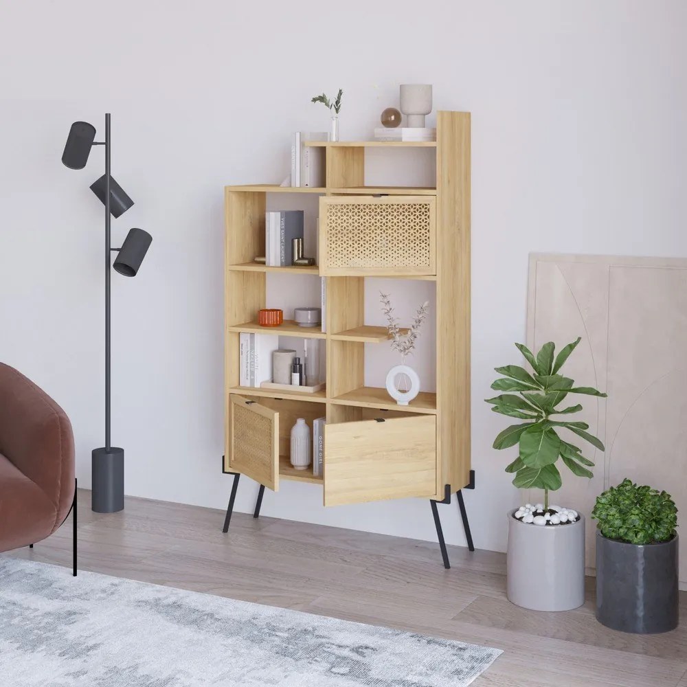 Knižnica v dekore duba v prírodnej farbe 95x170 cm Ecrin – Marckeric