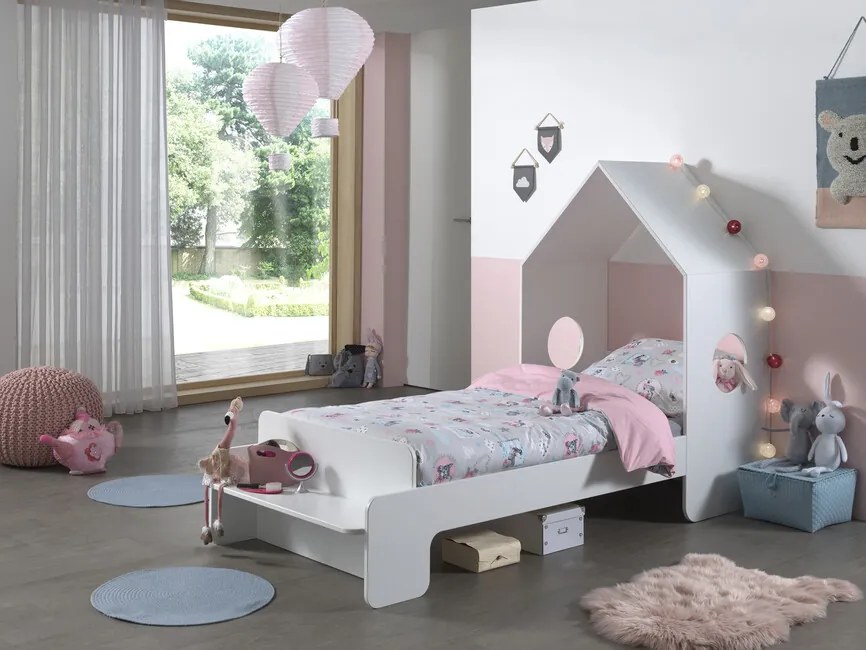 Detská posteľ so strieškou a policou Casami z MDF 90x200cm