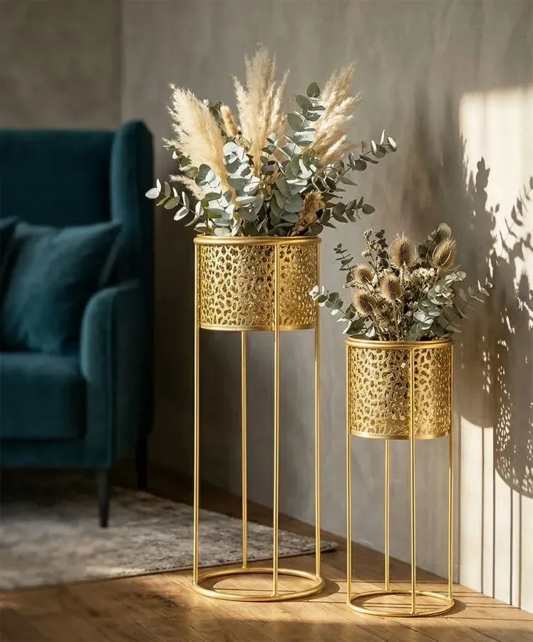 Sada stojanů na květiny Nat A 2 ks zlatá