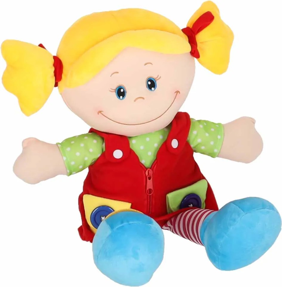 Látková senzorická bábika KIK na učenie obliekania, 46 cm