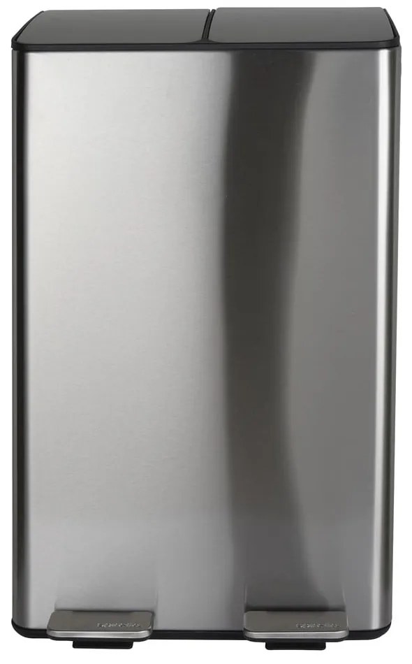 Oceľový odpadkový kôš 2x30 l na triedený odpad/nášľapný v matne striebornej farbe Aliya – Spirella