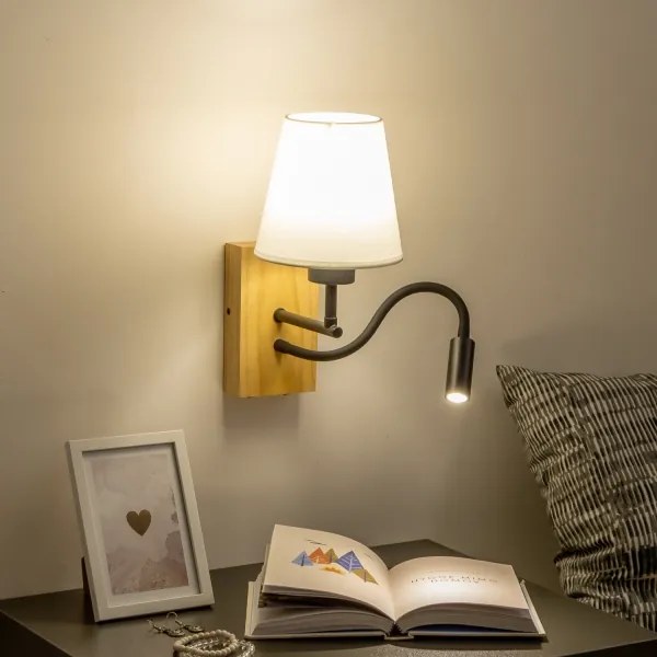 Brilagi - LED Nástenná lampa NUBILA WOOD 1xE27/25W/230V + LED/3W dub/krémová