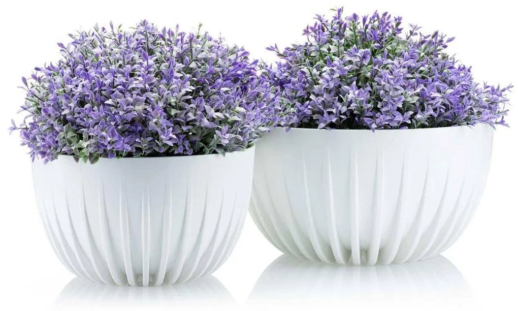 Sada 2 květináčů STRIPPED ECO bílá