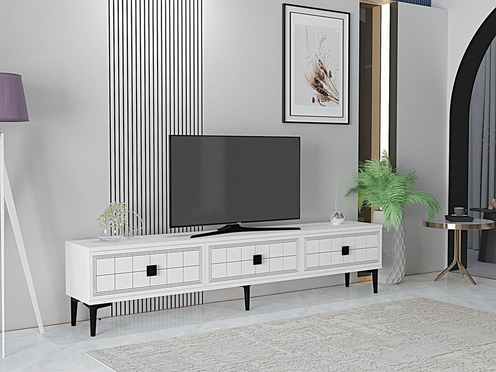 TV stolík/skrinka Yutta (biela). Akcia -21%. Vlastná spoľahlivá doprava až k Vám domov. 1144970