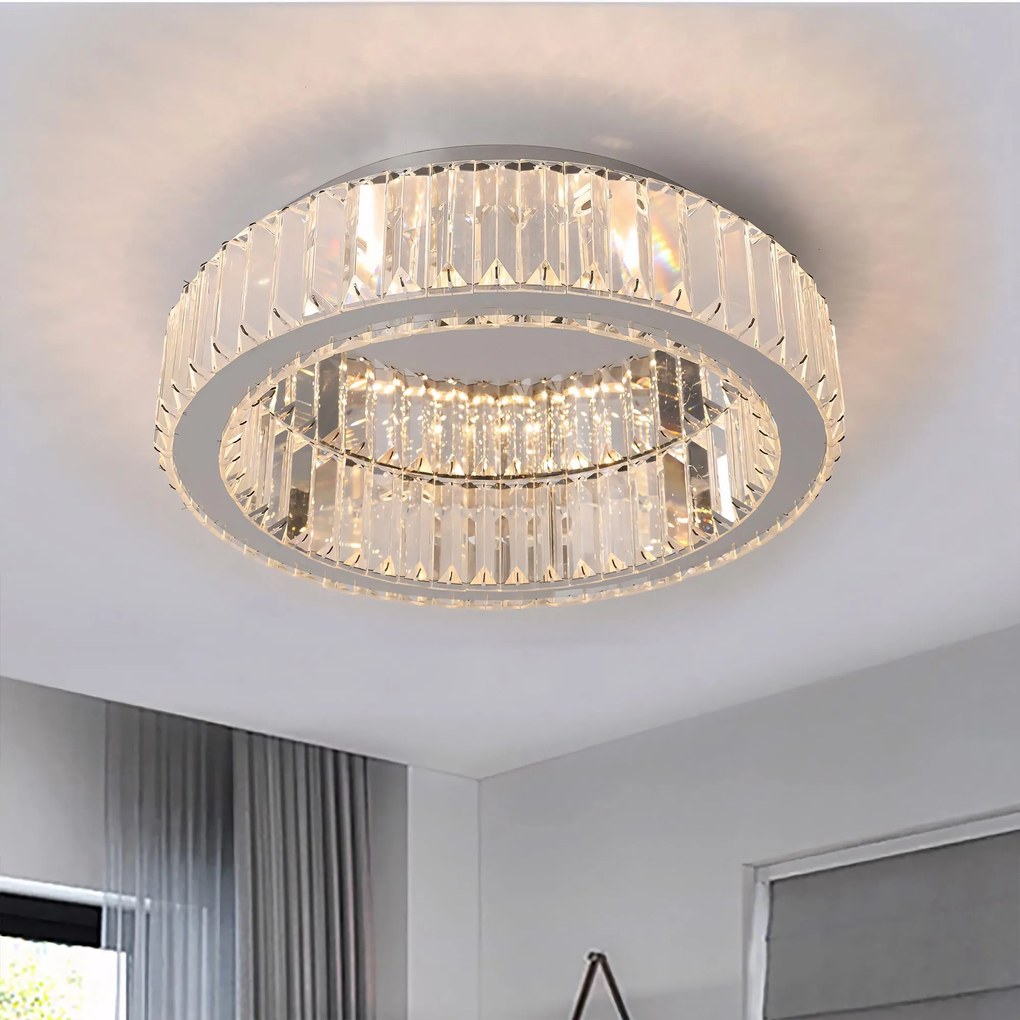 Toolight Toolight, krištáľové stropné svietidlo 50cm, 30W, 4000K, 1401lm, APP1744-C, chrómová, OSW-09308