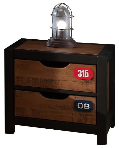 Hnedý nočný stolík z borovicového dreva Vipack Alex