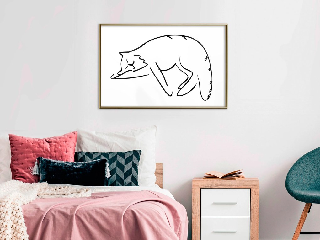 Artgeist Plagát - Cat's Dreams [Poster] Veľkosť: 45x30, Verzia: Zlatý rám