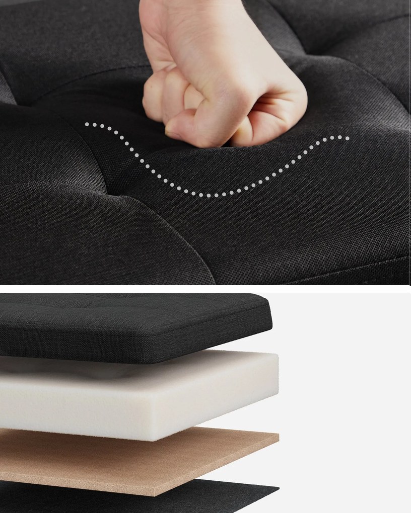 SONGMICS úložný taburet, skladací sedací pult, 38×76×38 cm, čierny