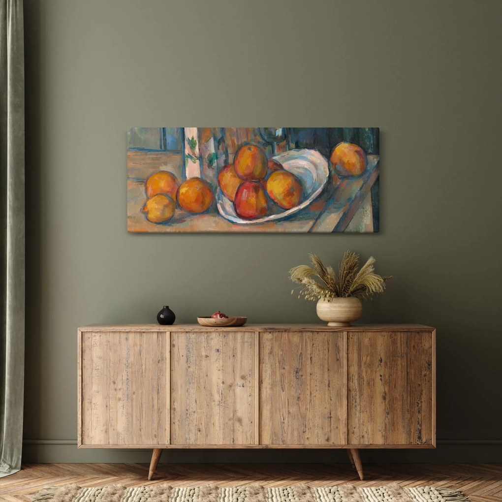 Obraz - Paul Cézanne, Still Life with Milk Jug and Fruit, reprodukcia (120x50 cm)