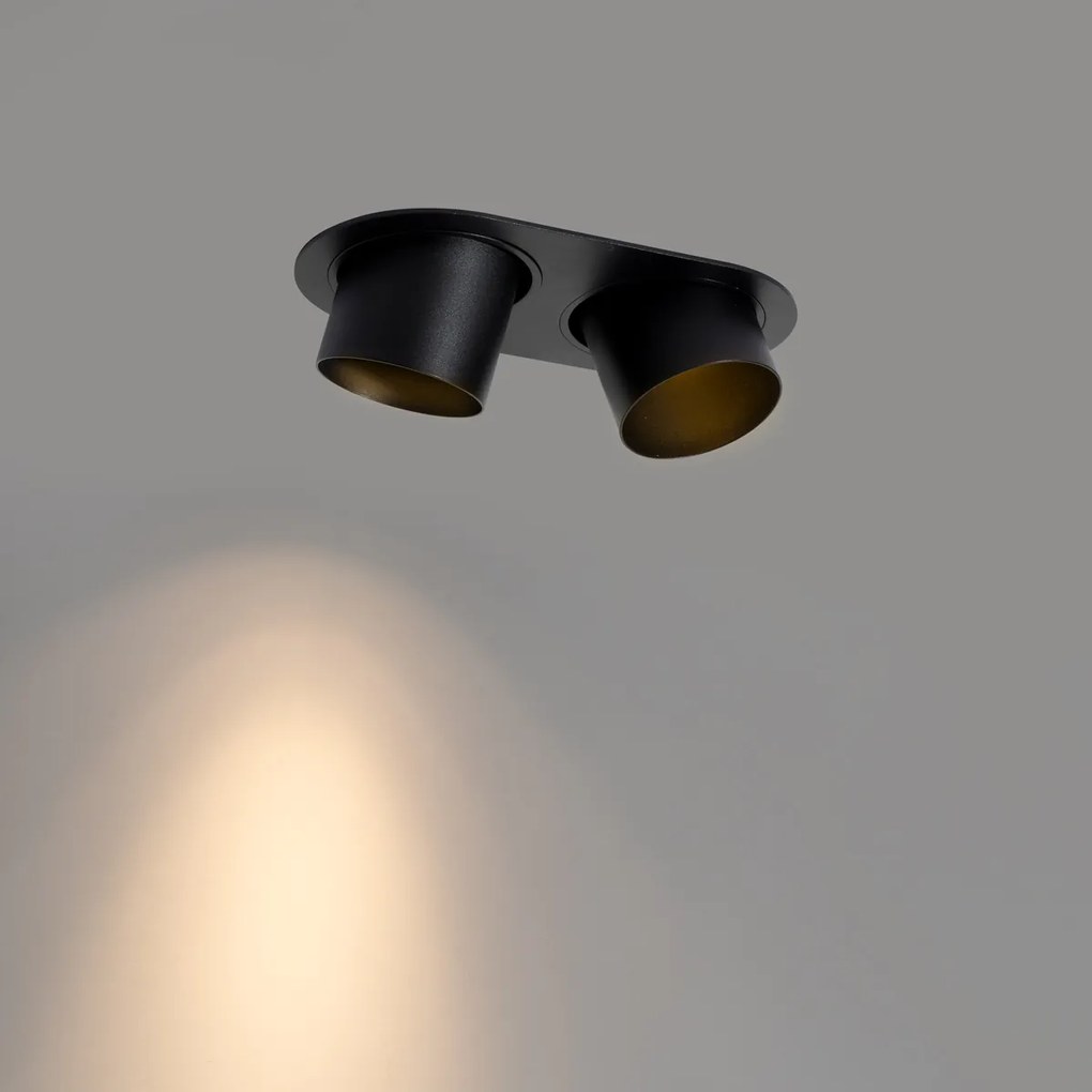 Okrúhle zapustené bodové svetlo čierne GU10 70 mm výkyvné 2-svetlo - Installa