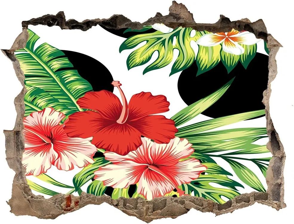 3D díra na zeď Hawajské květiny WallHole-95x64-kamien-90696840