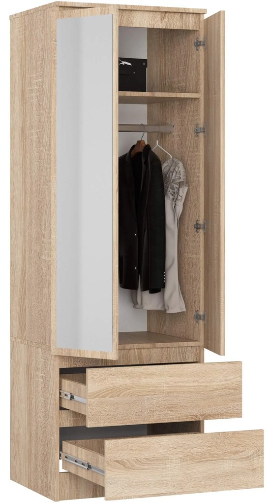 Šatníková skriňa Star so zrkadlom 60 cm dub sonoma