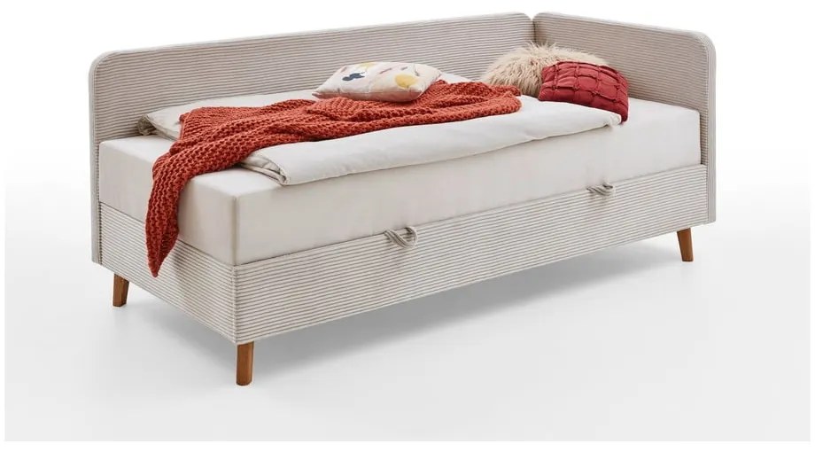 Béžová čalúnená jednolôžková posteľ s úložným priestorom 90x200 cm Cabana – Meise Möbel
