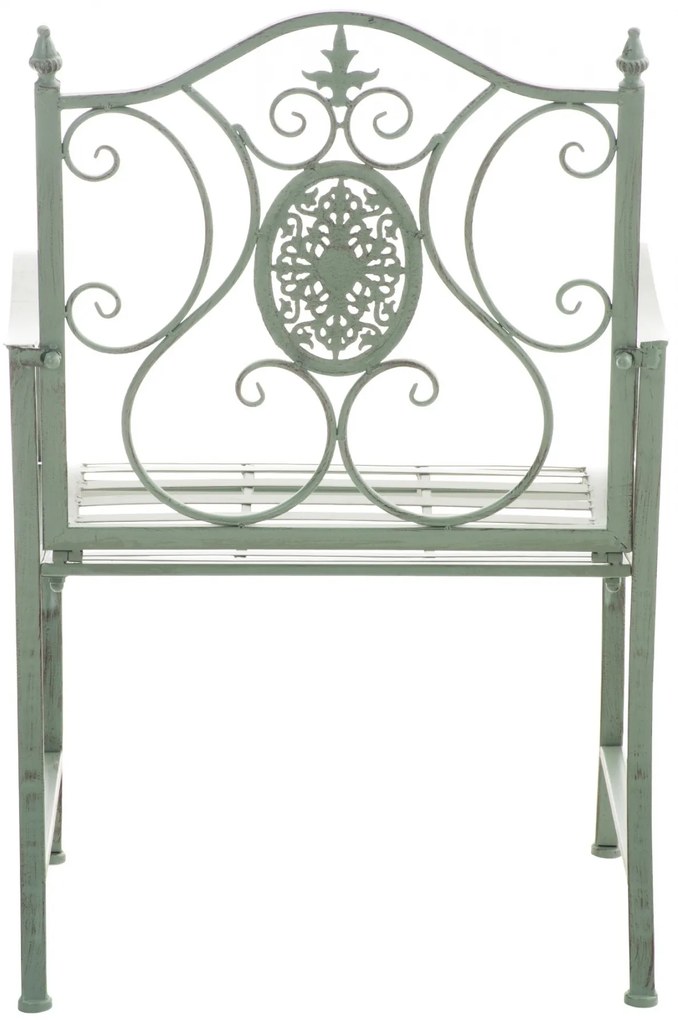 Kovová stolička Punjab s područkami - Zelená antik