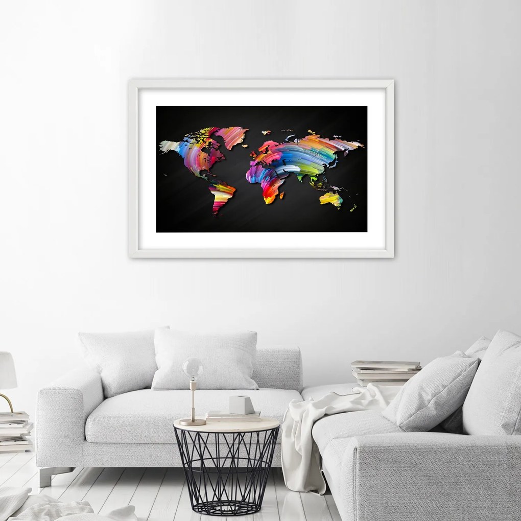 Gario Plagát Mapa sveta v rôznych farbách Farba rámu: Bez rámu, Rozmery: 60 x 40 cm